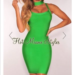 Key Lime Bandage Choker Dress
